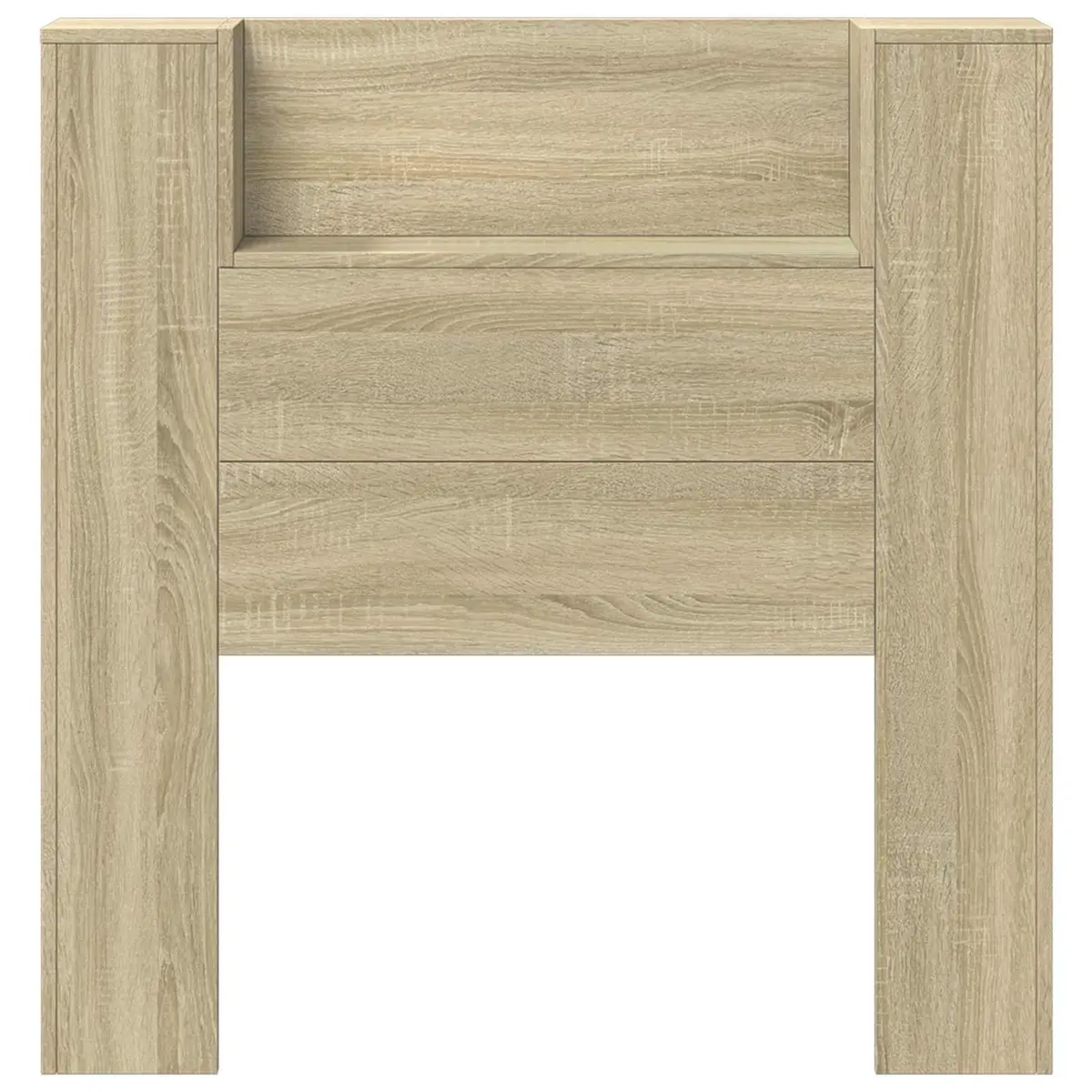 Storage Headboard RGB LED Lights Engineered Wood Bedroom Furniture Shelf Brown