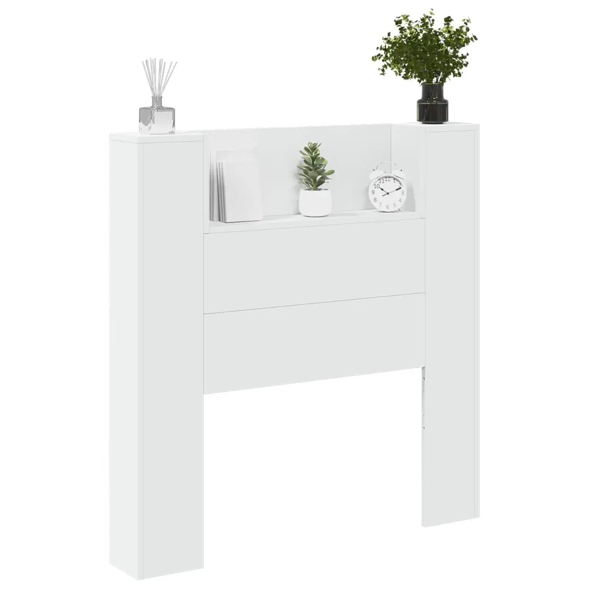Storage Headboard RGB LED Lights Bedroom Bedside Shelving Unit White