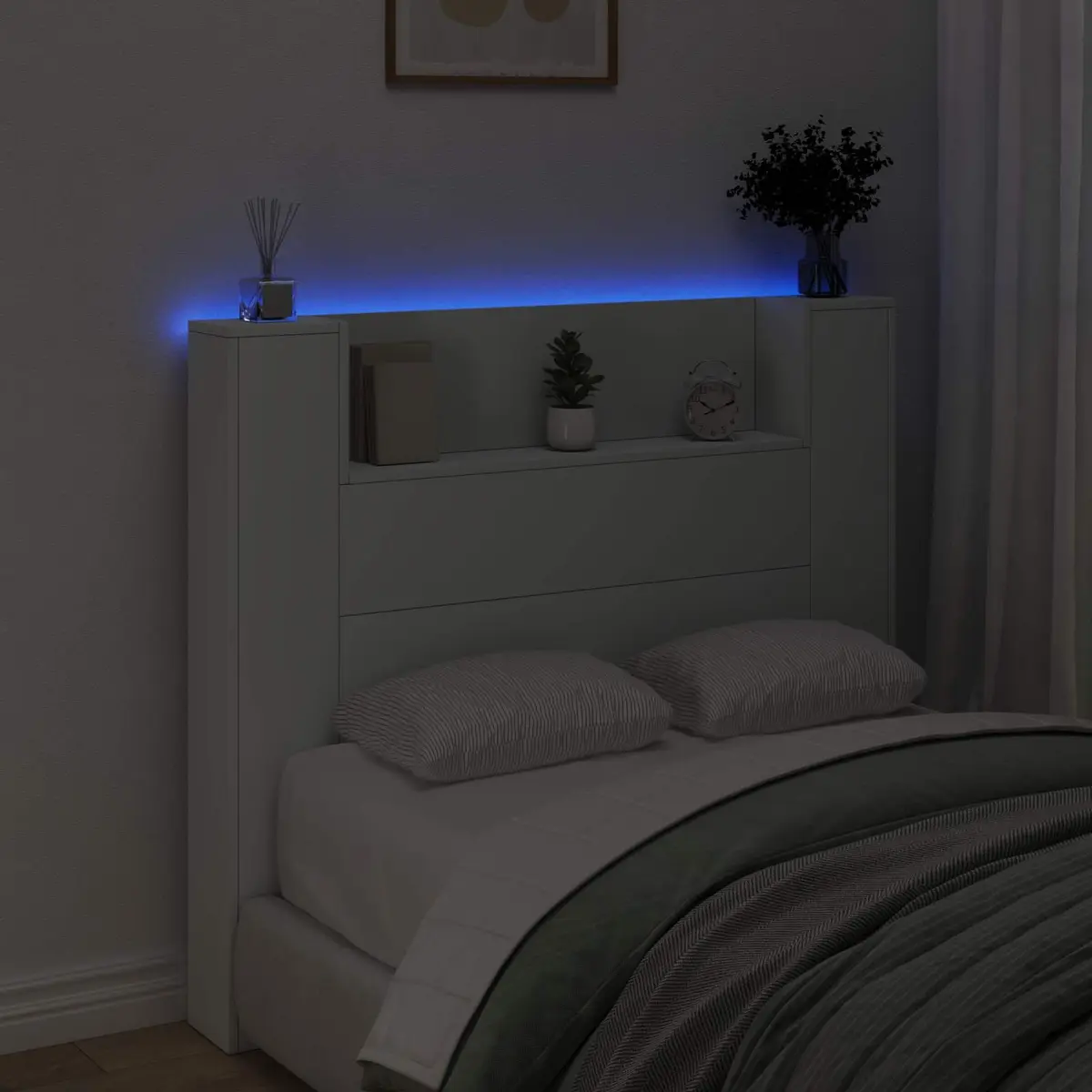 Storage Headboard with RGB LED Lights
