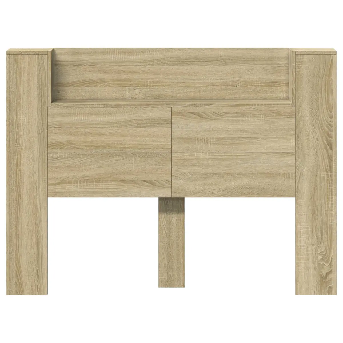 Storage Headboard with LED Lights Bedroom Shelf Brown Engineered Wood
