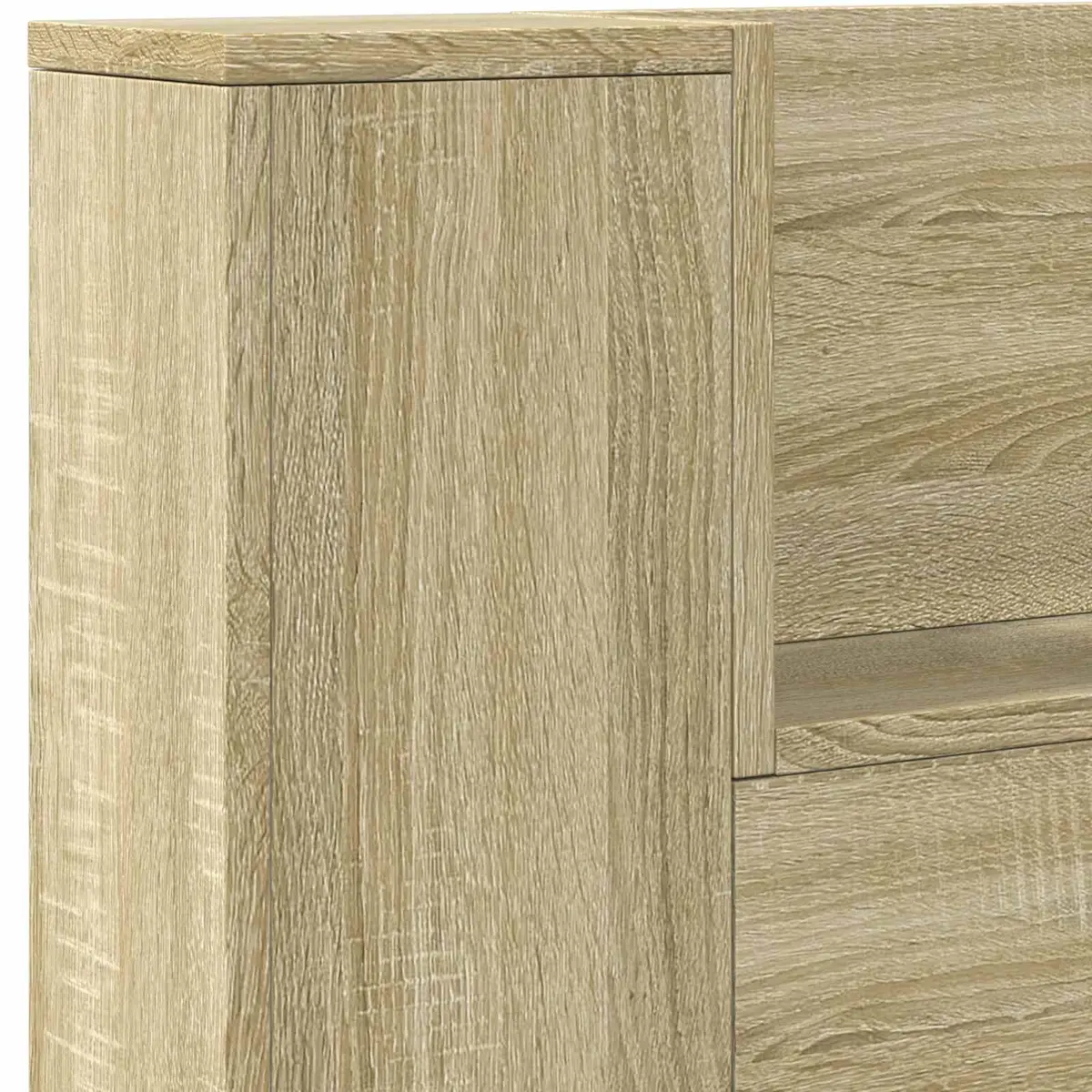 Storage Headboard with LED Lights Bedroom Shelf Brown Engineered Wood