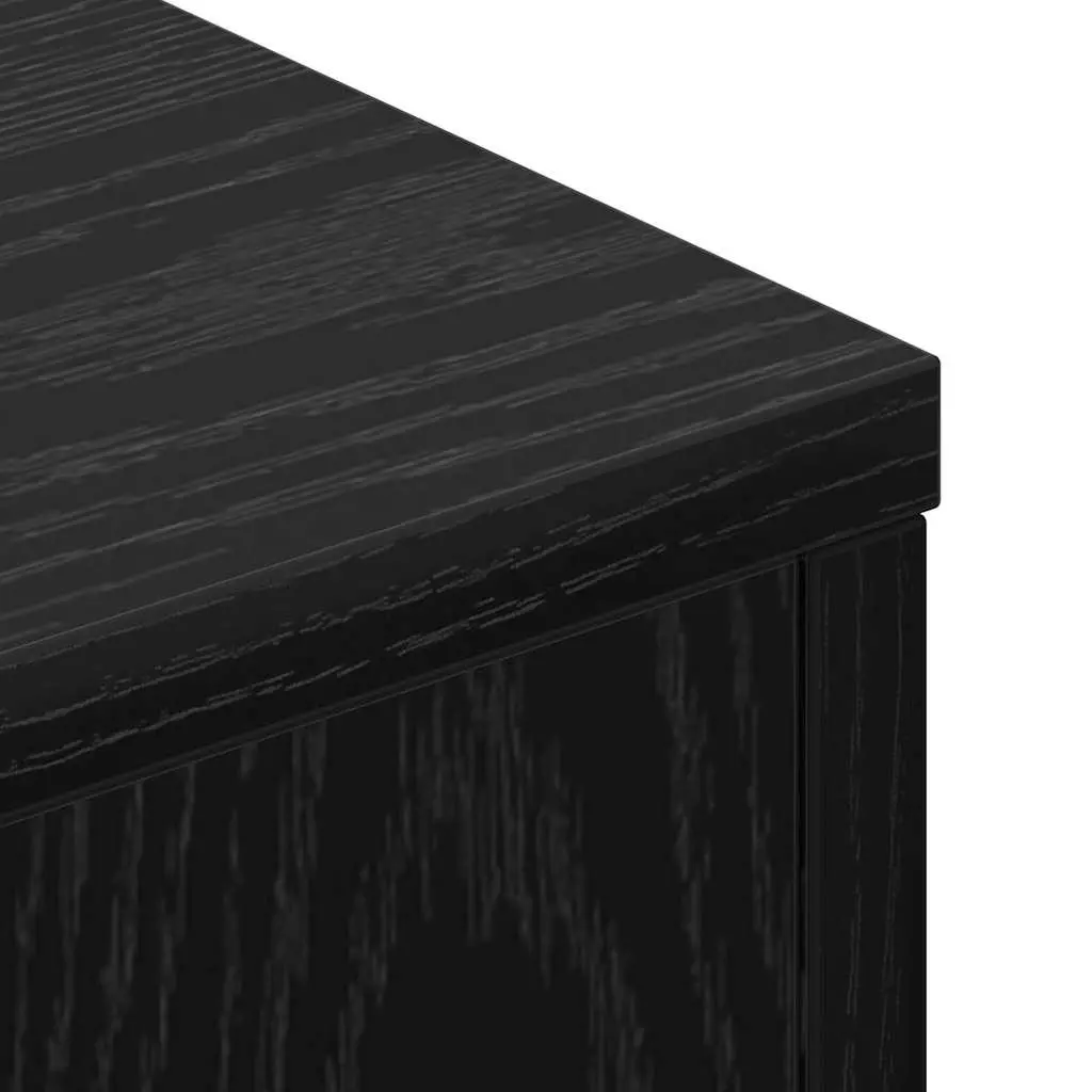 Engineered Wood Storage Headboard Black with Adjustable RGB LED Lights for Bedroom