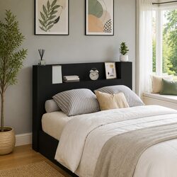 Versatile Storage Headboard with Ambient Lighting Options