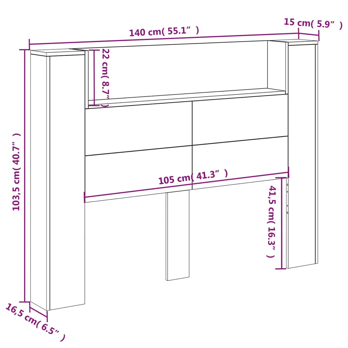 Storage Headboard with Ambient Lighting Options
