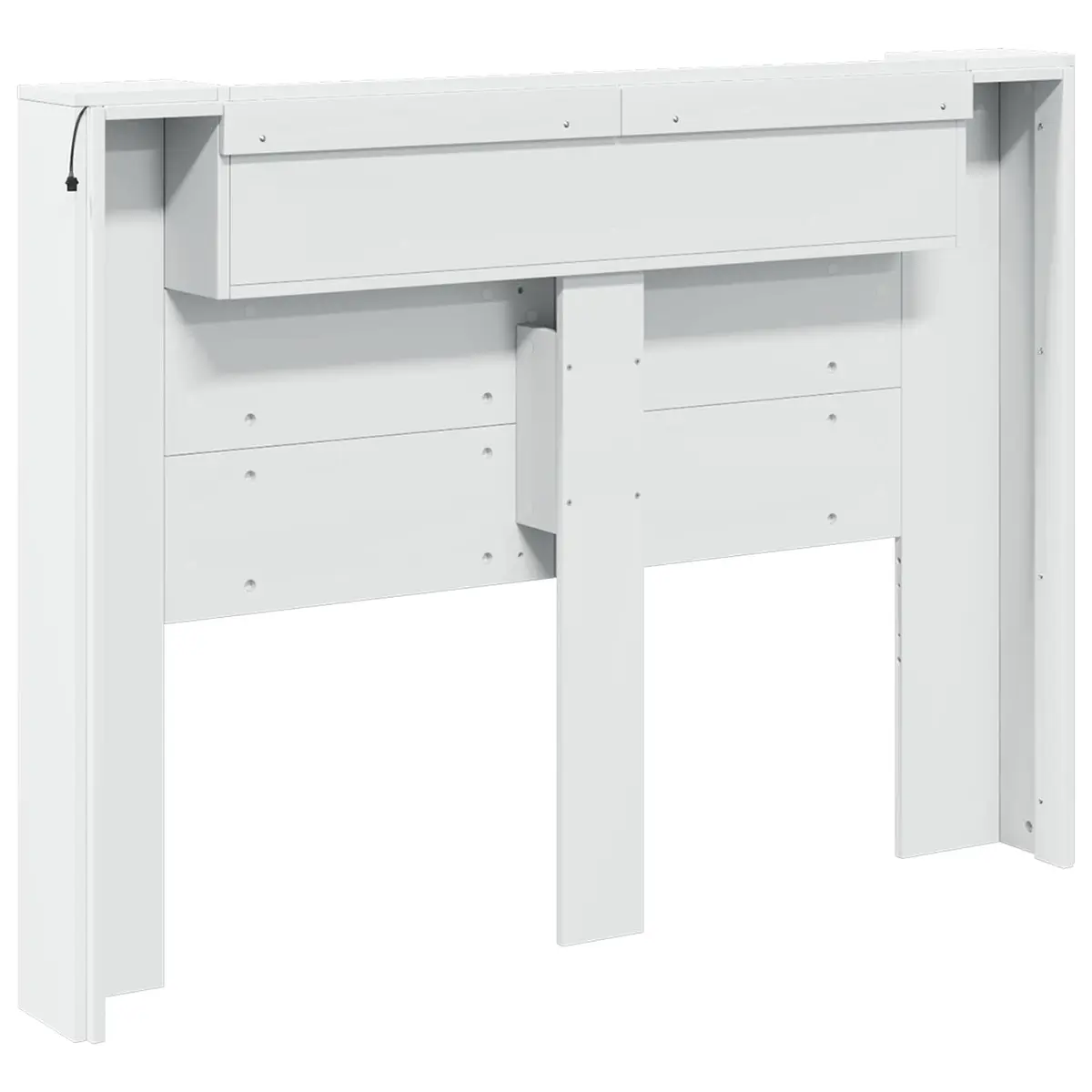 Storage Headboard RGB LED Lights Bedroom Shelf White Engineered Wood
