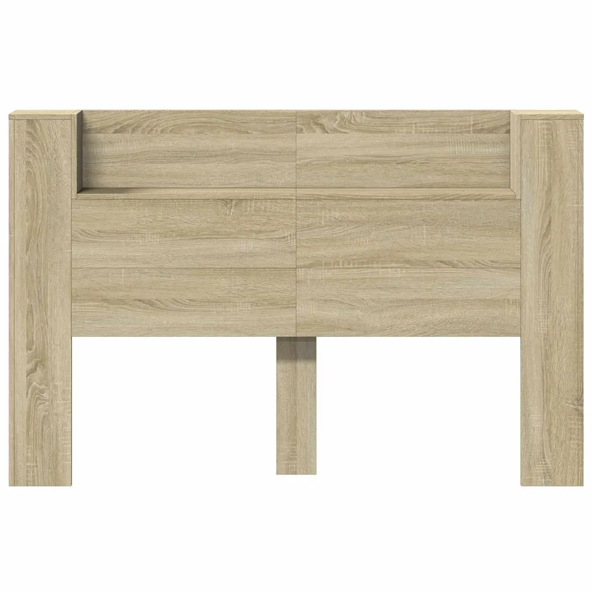 Storage Headboard with LED Lights Engineered Wood Bedroom Furniture Brown