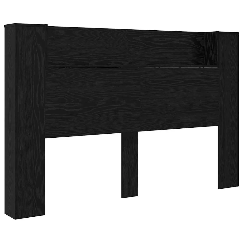 Storage Headboard with RGB LED Lights Engineered Wood Bedroom Furniture Black