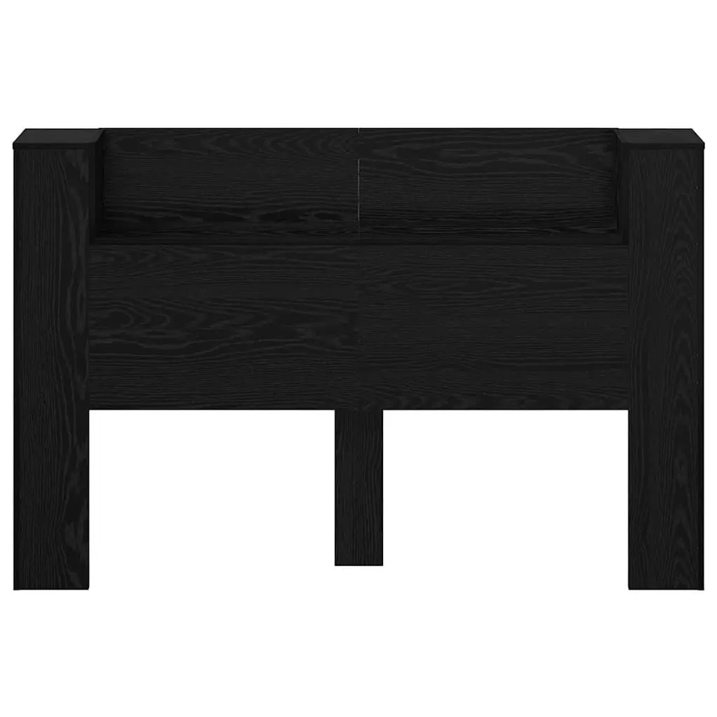 Storage Headboard with RGB LED Lights Engineered Wood Bedroom Furniture Black