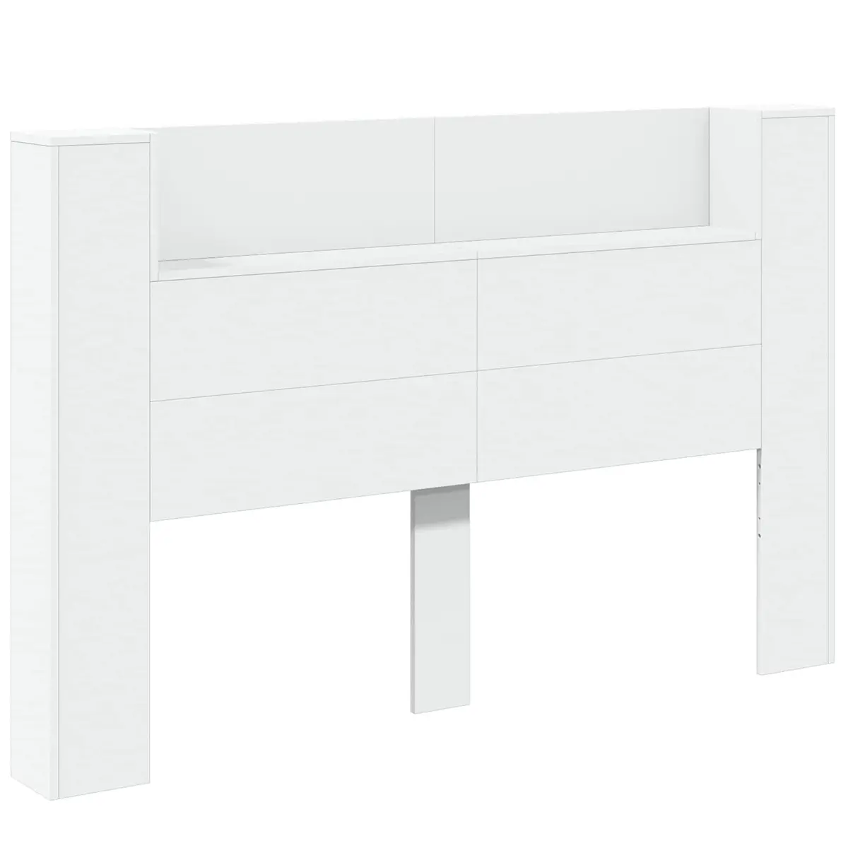Storage Headboard with RGB LED Lights White Engineered Wood Bedroom Shelf