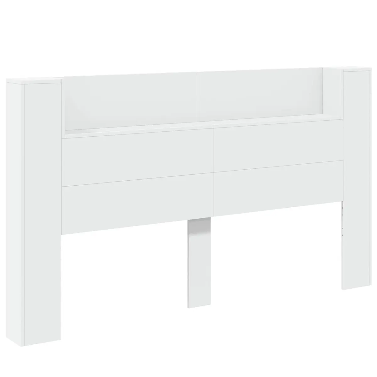 White Storage Headboard with LED Lighting