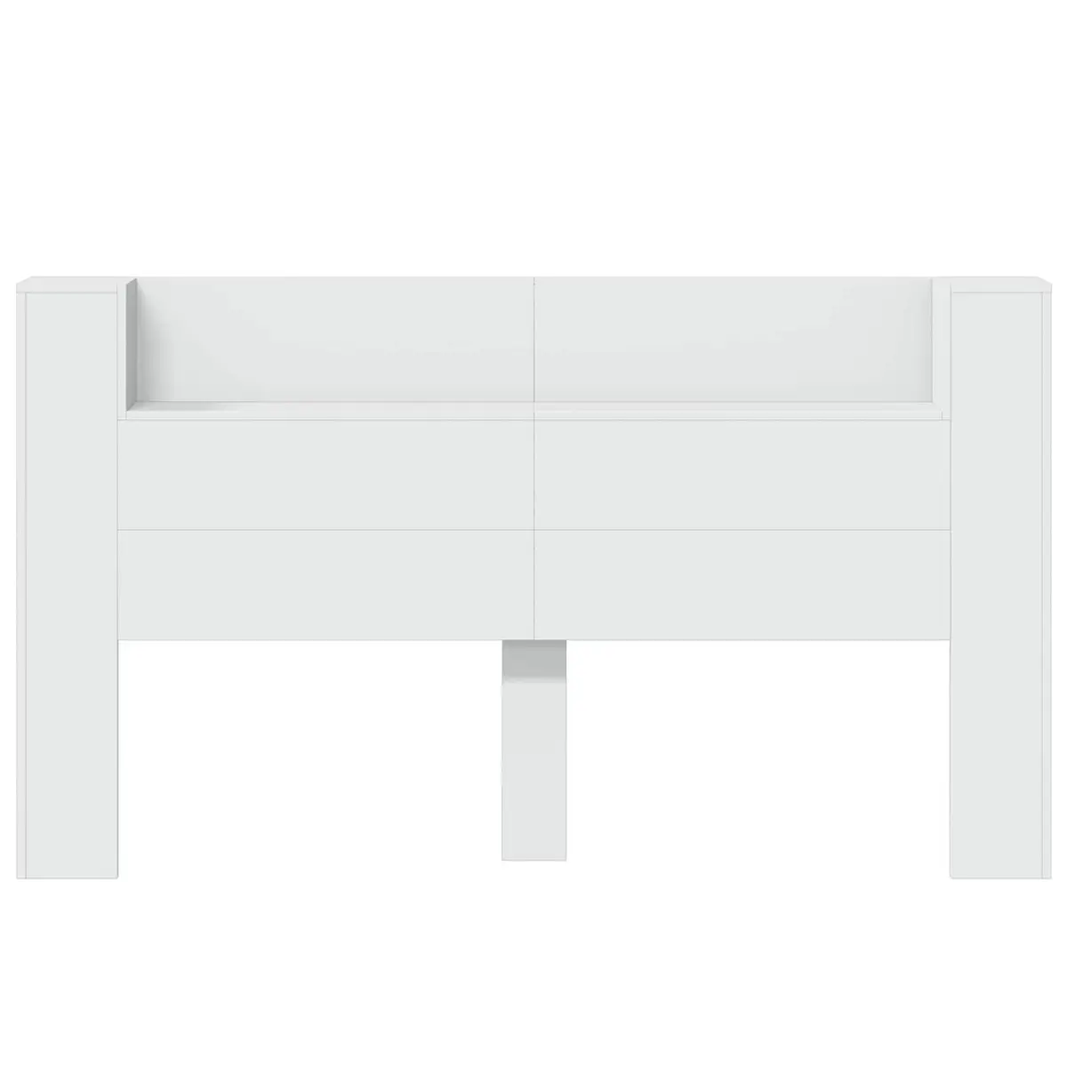 White Storage Headboard with LED Lighting