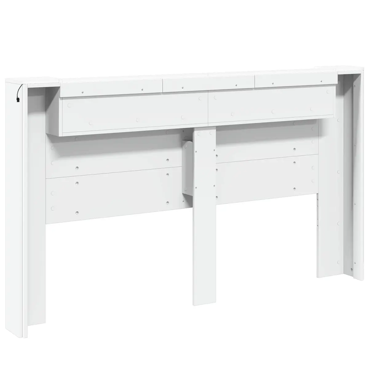 White Storage Headboard with LED Lighting