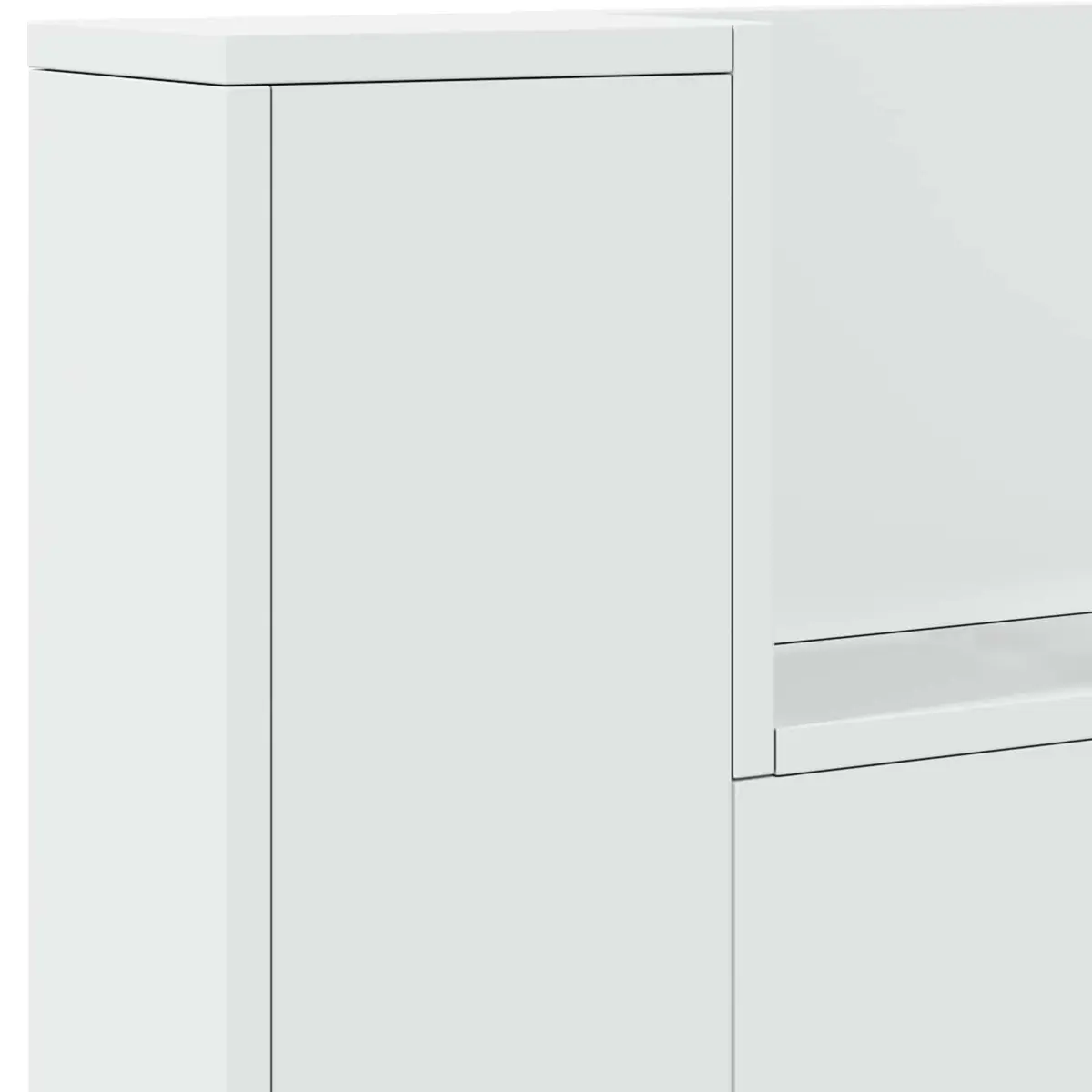 White Storage Headboard with LED Lighting