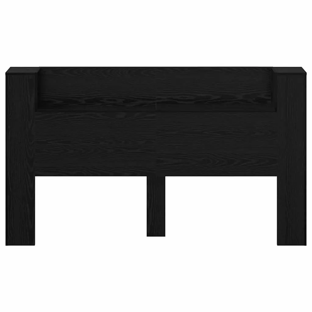 Storage Headboard with RGB LED Lights for Bedroom Furniture Black Engineered Wood