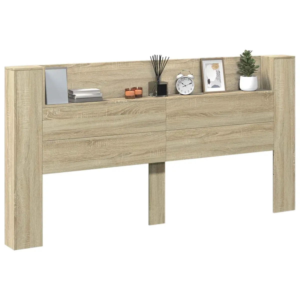 Storage Headboard with Adjustable LED Lighting