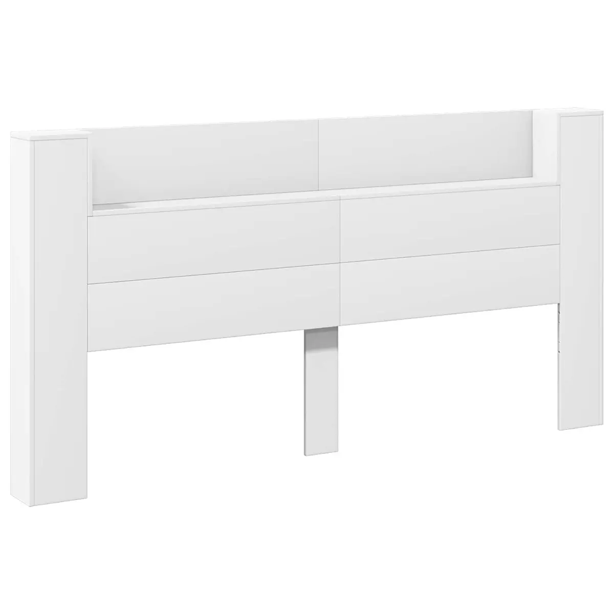 Storage Headboard with RGB LED Lights White Engineered Wood Bedroom Shelf