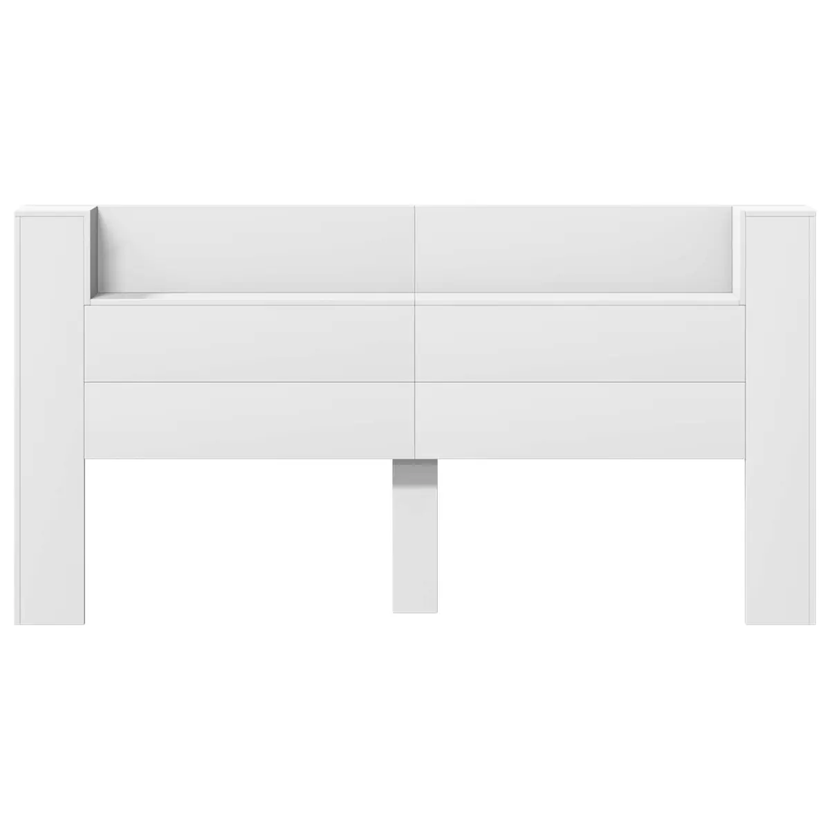 Storage Headboard with RGB LED Lights White Engineered Wood Bedroom Shelf