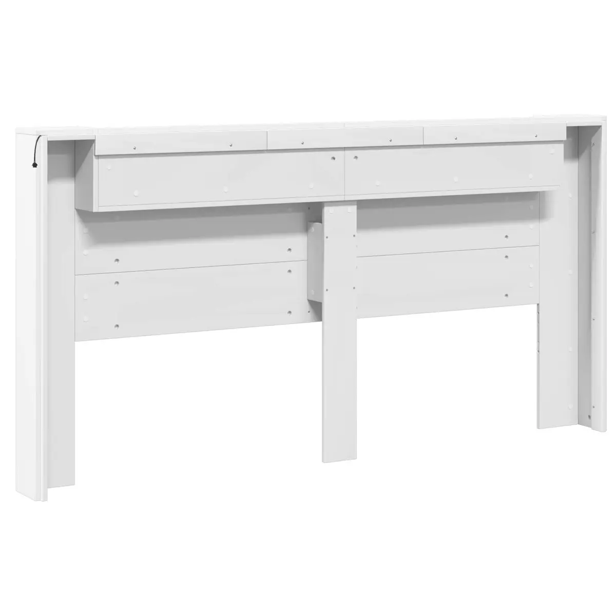 Storage Headboard with RGB LED Lights White Engineered Wood Bedroom Shelf