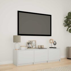 Durable White TV Cabinet with LED Lights for Your Lounge