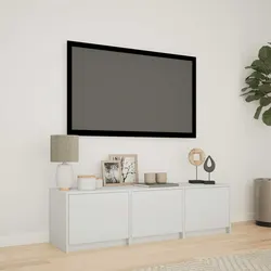 Durable White TV Cabinet with LED Lights for Your Lounge