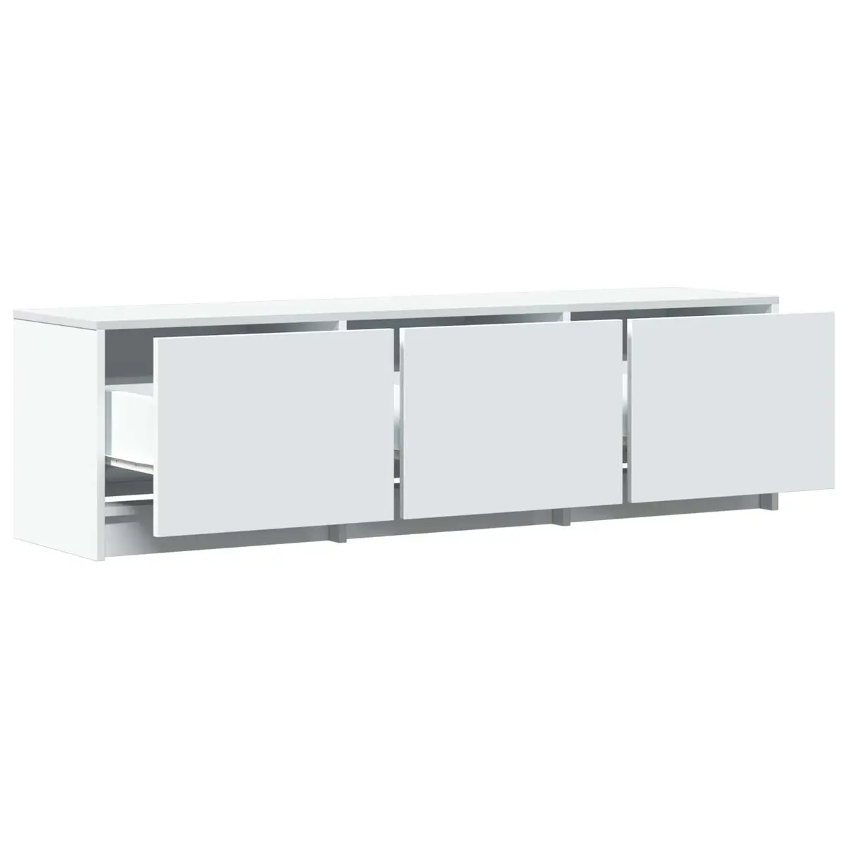 TV Cabinet Storage Unit with LED Lights 140cm White Engineered Wood