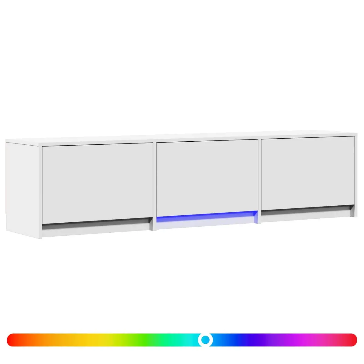 TV Cabinet LED Lights 165cm White Storage Unit Engineered Wood