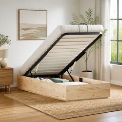 Reliable Ottoman Storage Bed Frame in Pine Wood
