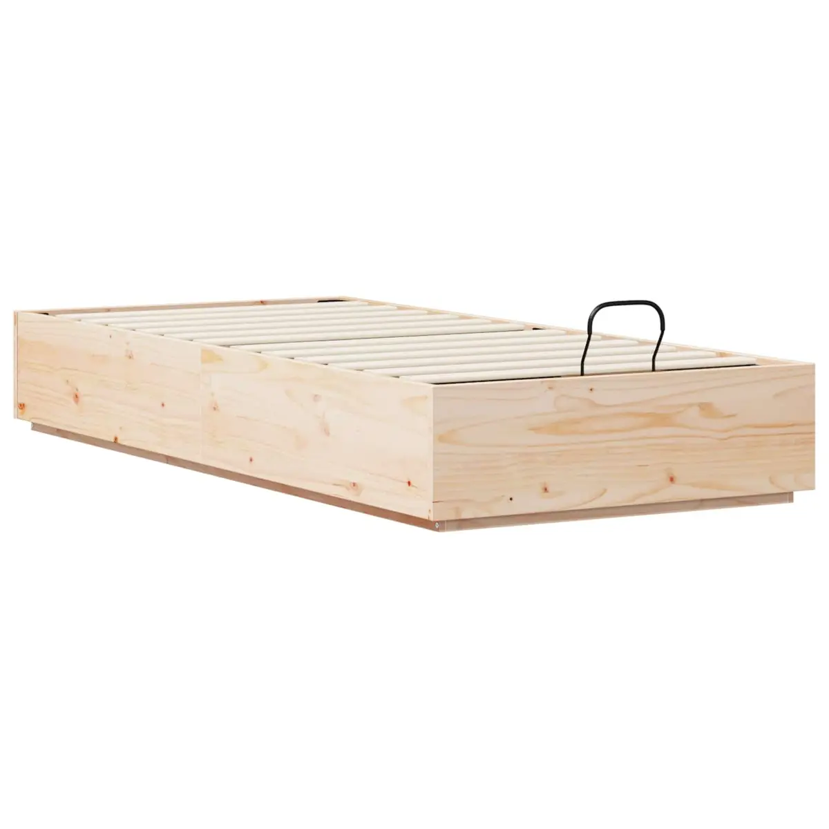 Ottoman Storage Bed Frame Solid Pine Wood Bedroom Single Double Queen King Size Brown