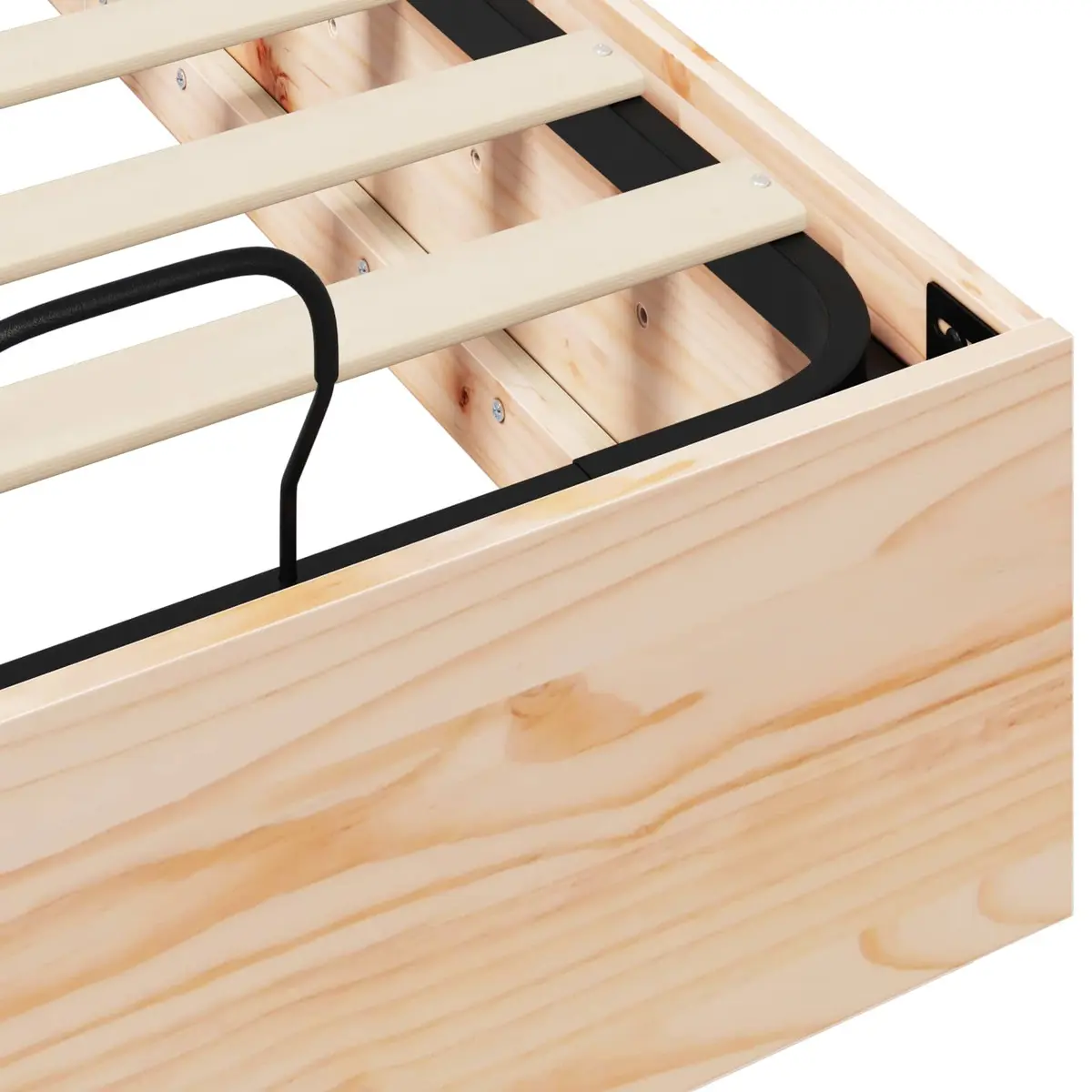 Ottoman Storage Bed Frame Solid Pine Wood Bedroom Single Double Queen King Size Brown