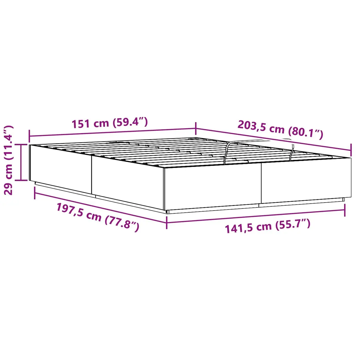 Ottoman Bed Frame with Storage Brown Solid Pine Wood 150 x 200 cm