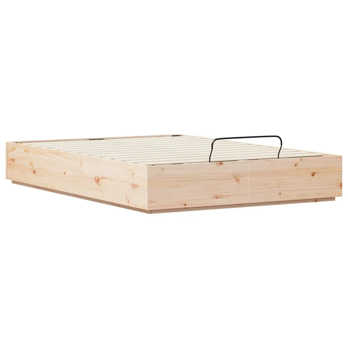 Ottoman Bed Frame with Storage Brown Solid Pine Wood 150 x 200 cm