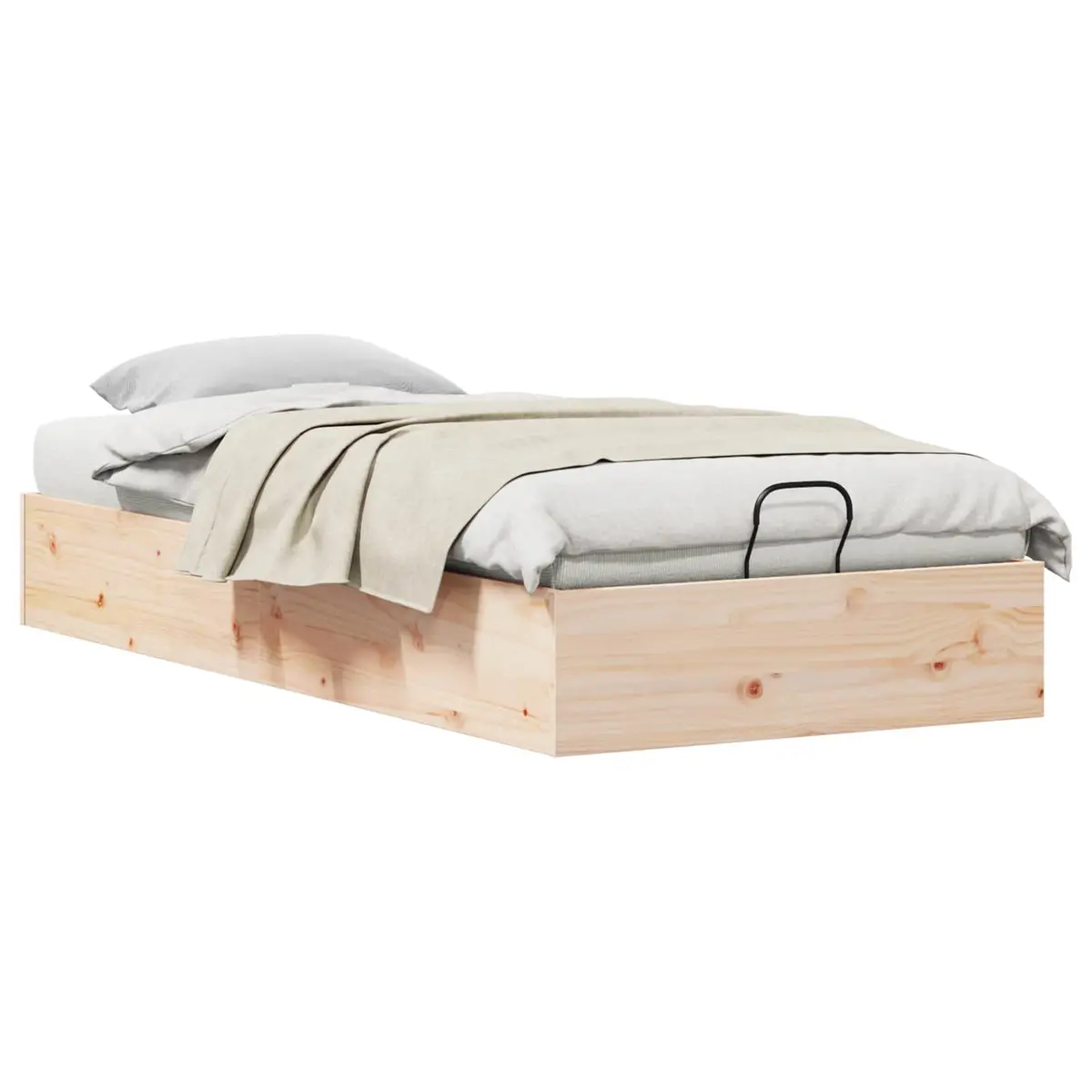 Ottoman Bed Frame with Storage Natural Wood 90 x 190 cm Lift-up Gas Modern