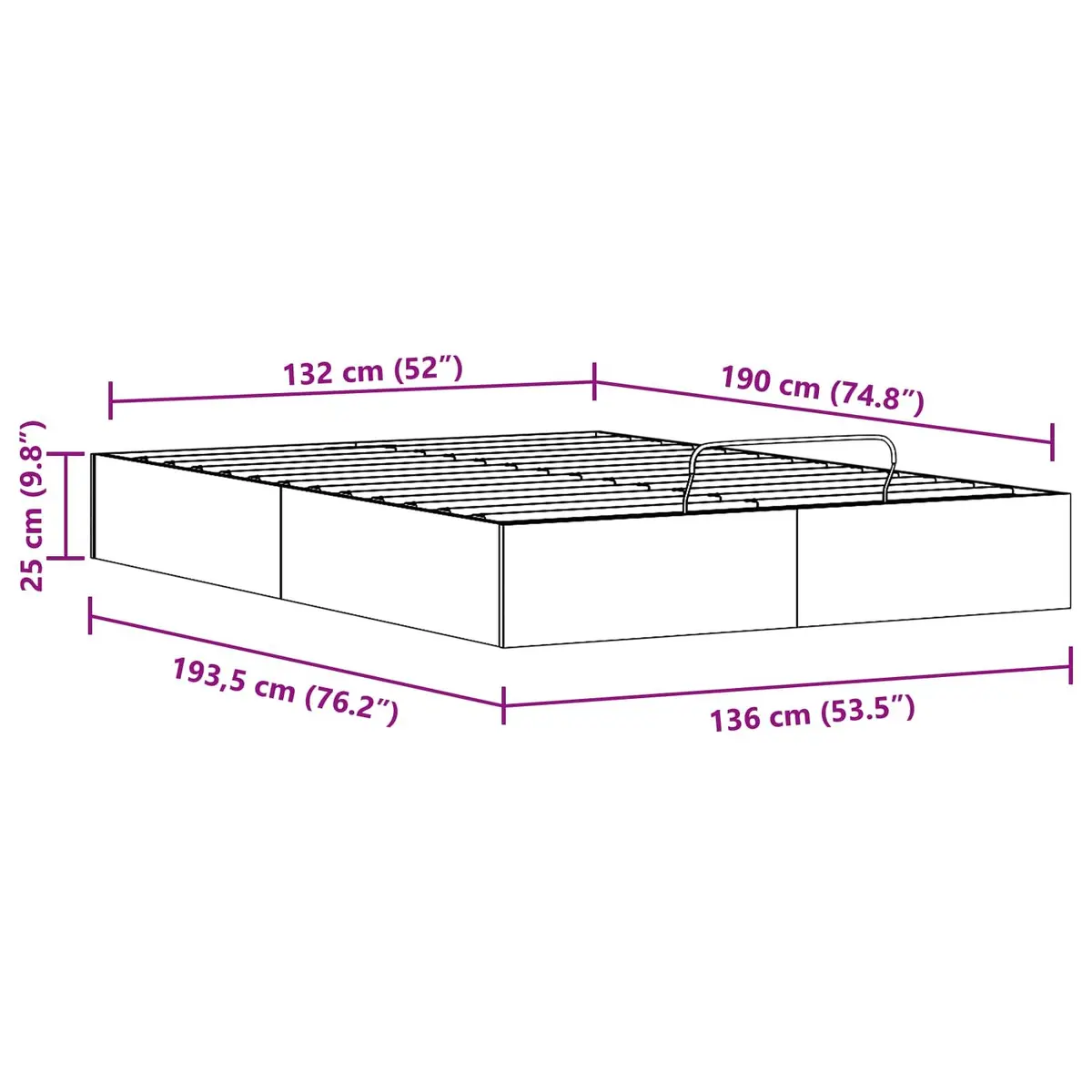 Ottoman Storage Bed Frame 135 x 190 cm