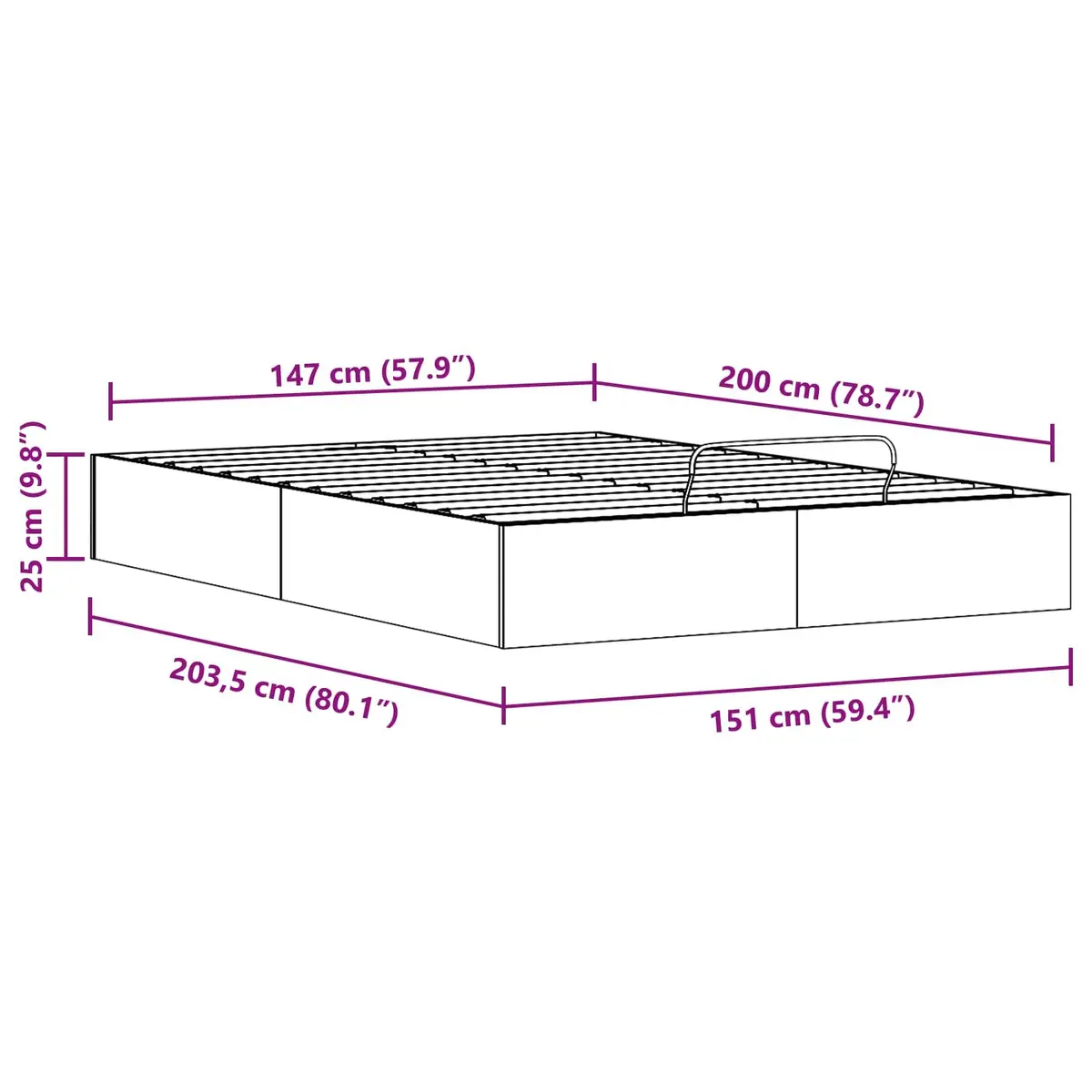 Ottoman Bed Frame 150 x 200 cm with Storage