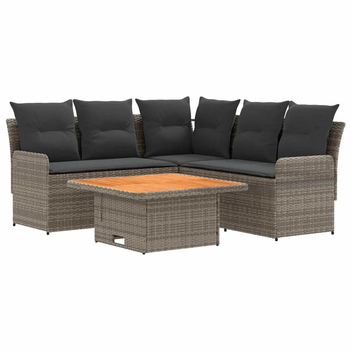 Outdoor Furniture Set 4 Piece Patio Lounge Sofa with Cushions Grey Rattan