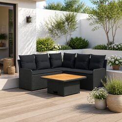 Warm and Practical 6-Piece Outdoor Furniture Set in Black