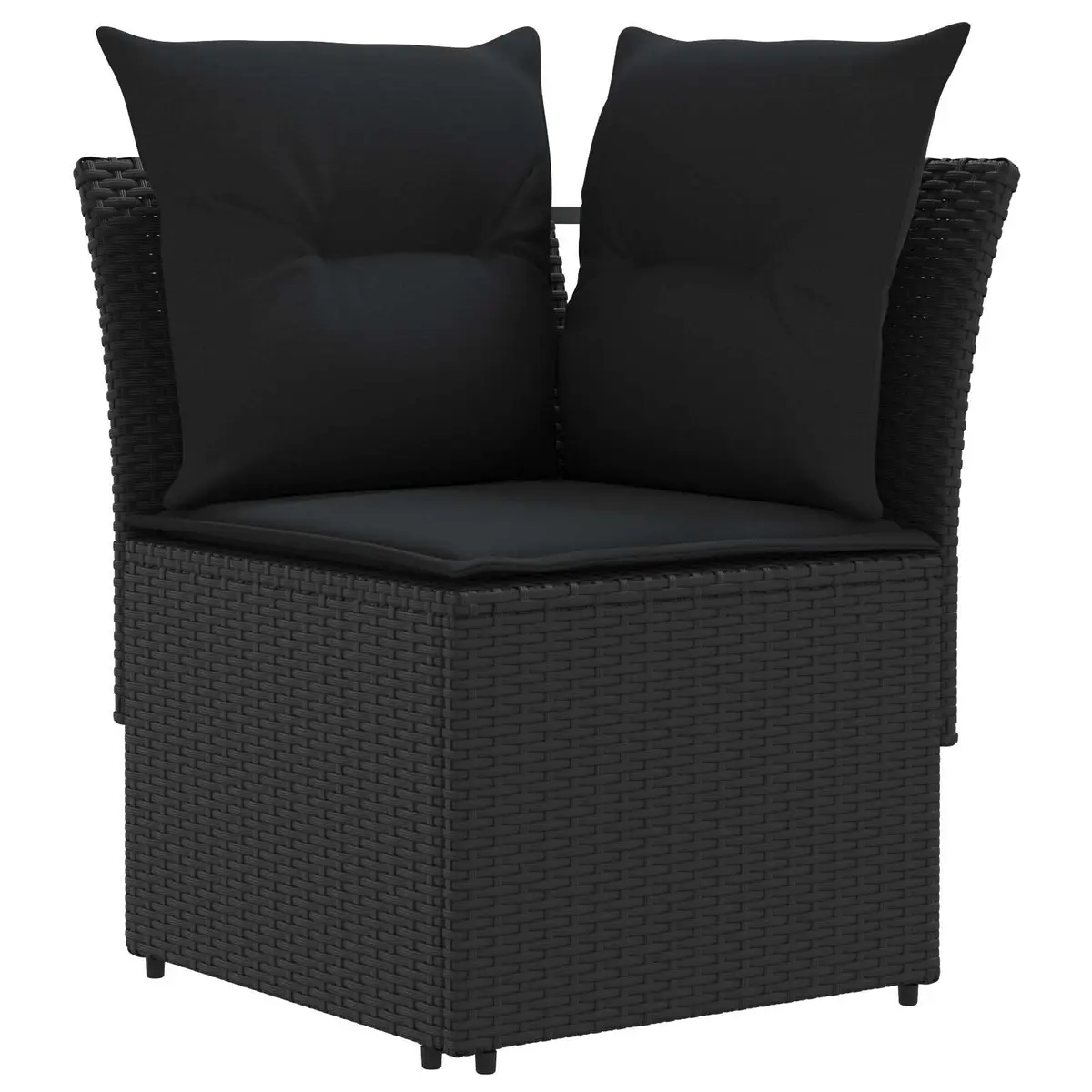 Outdoor Garden Furniture Set 6 Piece Black PE Rattan Patio Lounge with Cushions
