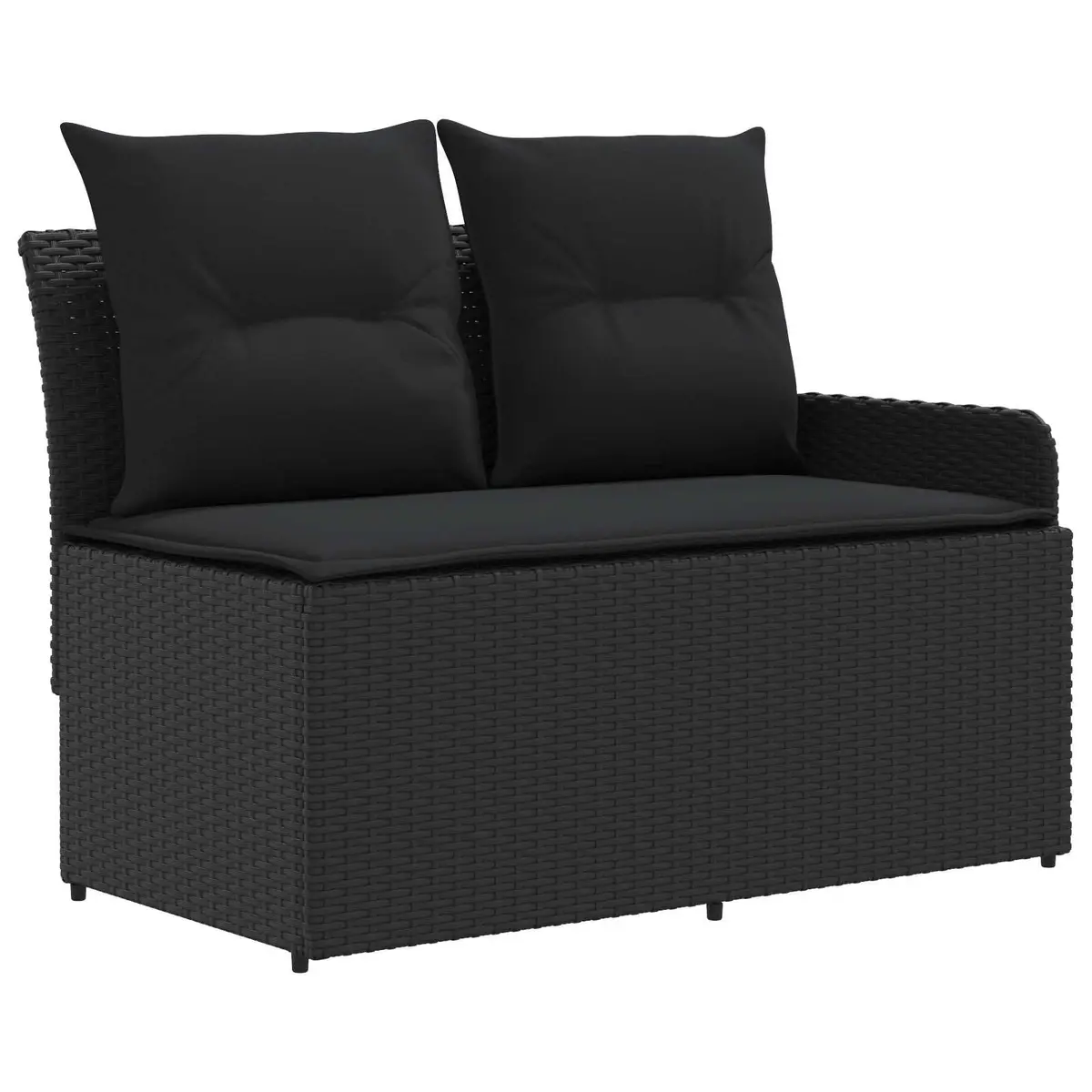 Outdoor Garden Furniture Set 6 Piece Black PE Rattan Patio Lounge with Cushions