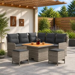 Quality 6-Piece Grey PE Rattan Furniture Set for Comfort and Style