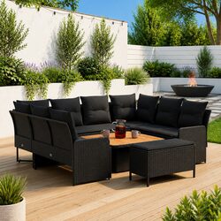 Value-Driven 7-Piece Black Rattan Patio Lounge Set