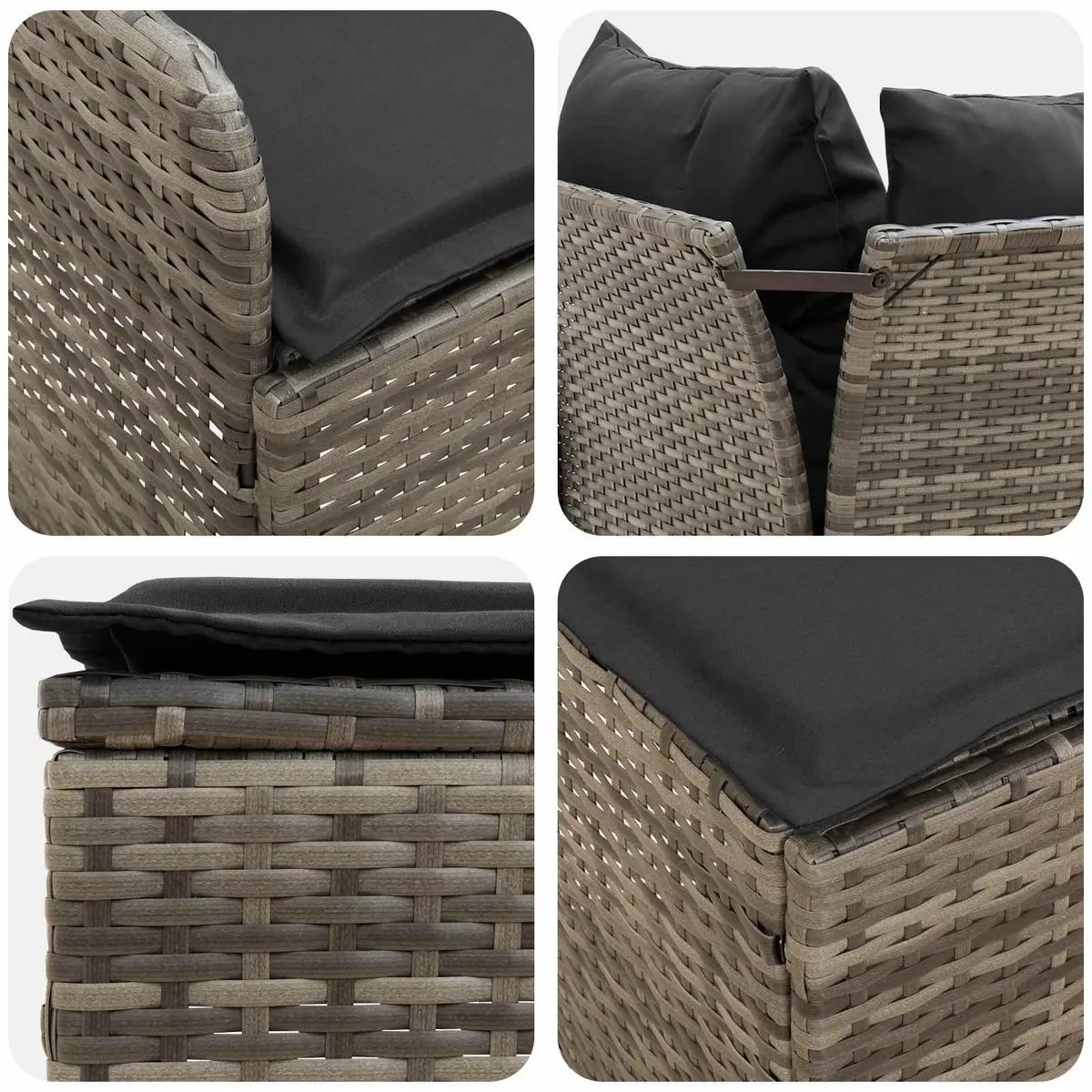 Grey 7 Piece Sofa Set Furniture for Indoor Outdoor Use with Cushions and Acacia Wood Frame