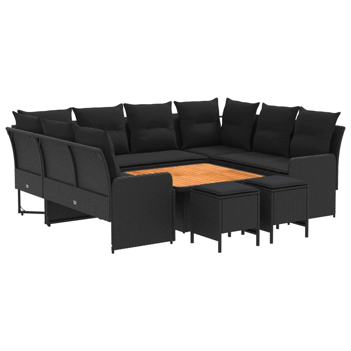 8 Piece Outdoor Furniture Set Patio Lounge Sofa with Cushions Rattan Black