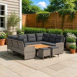 Comfortable 8-Piece Grey Sofa Set for Outdoor Spaces
