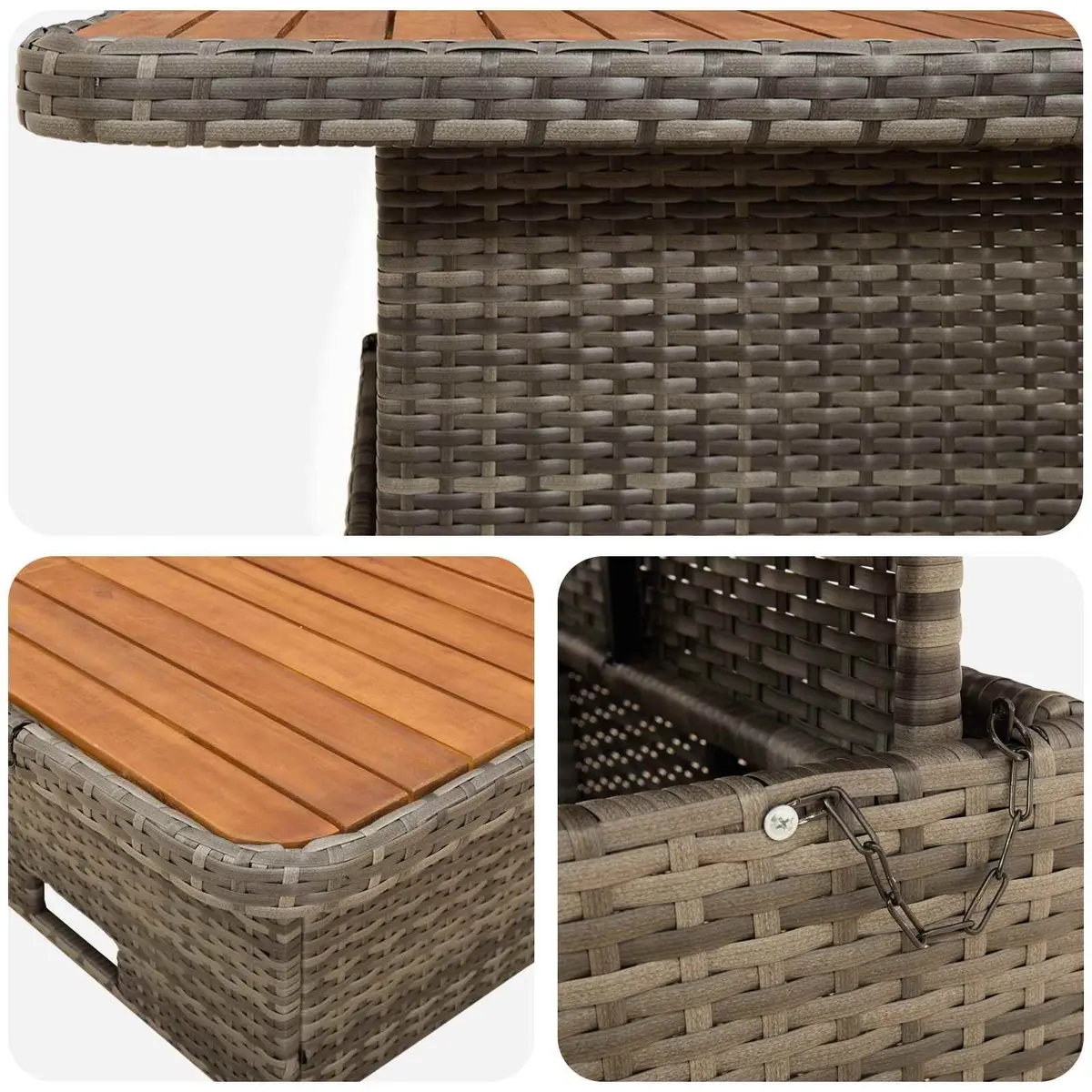 5 Piece Outdoor Indoor Furniture Set Lounge Sofa Grey Rattan