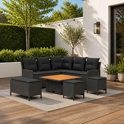Outdoor Furniture Set 7 Pieces Patio Sofa Garden Lounge Rattan with Cushions
