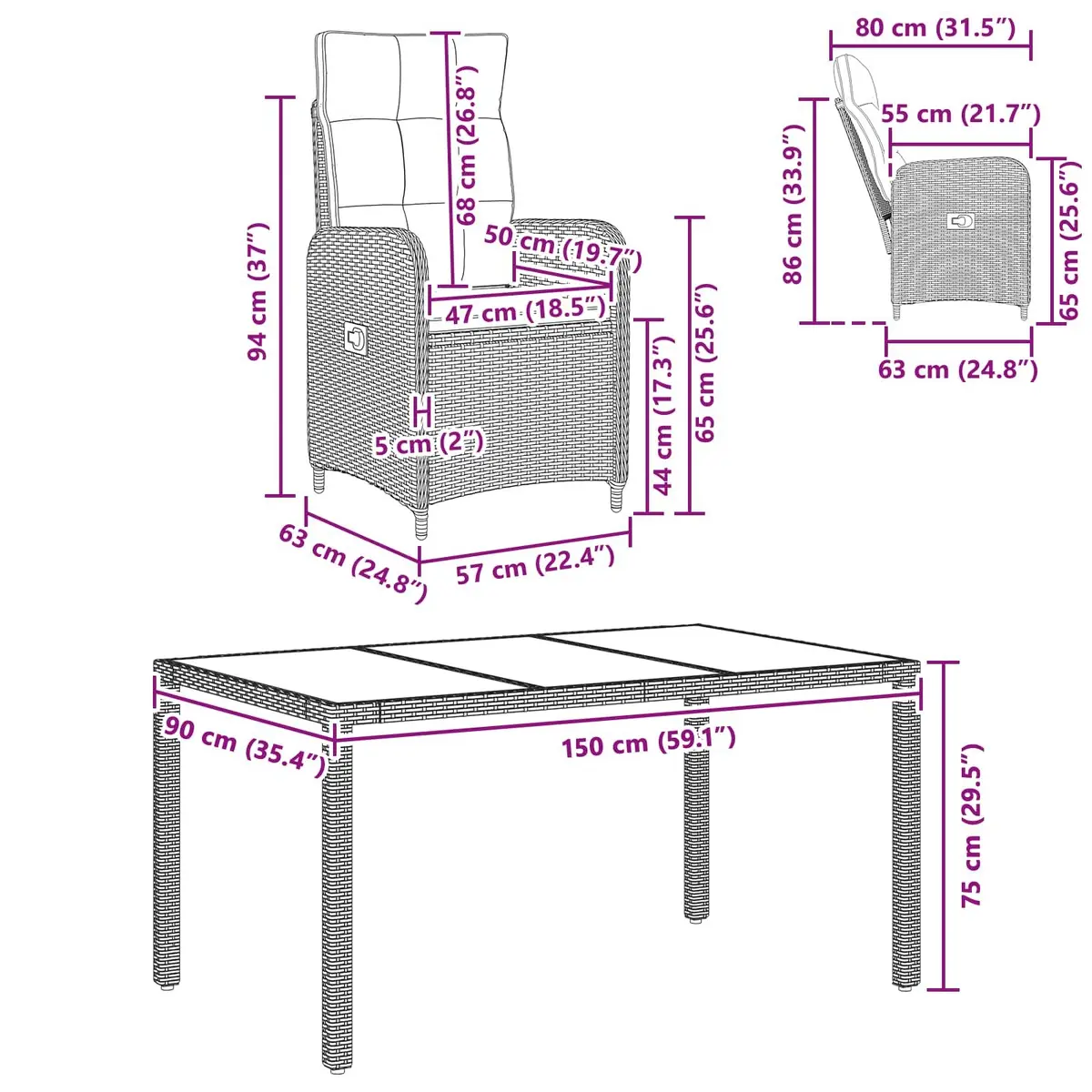 5-Piece Grey Outdoor Set