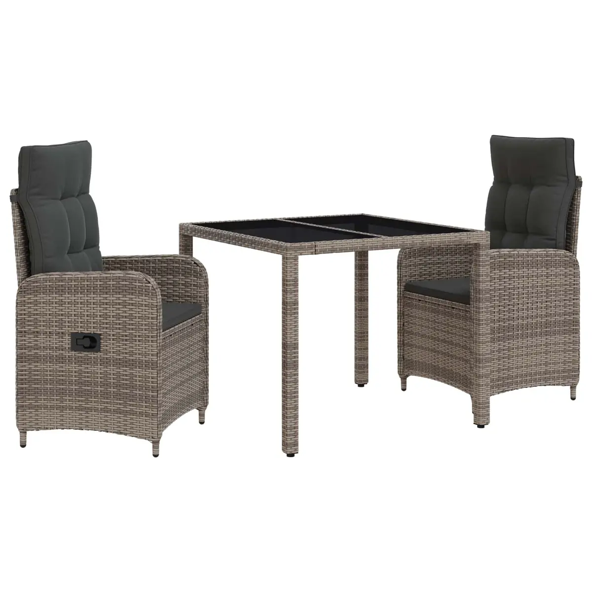 Outdoor Dining Set 3 Pieces Grey Furniture Patio Table Chairs Garden Seating
