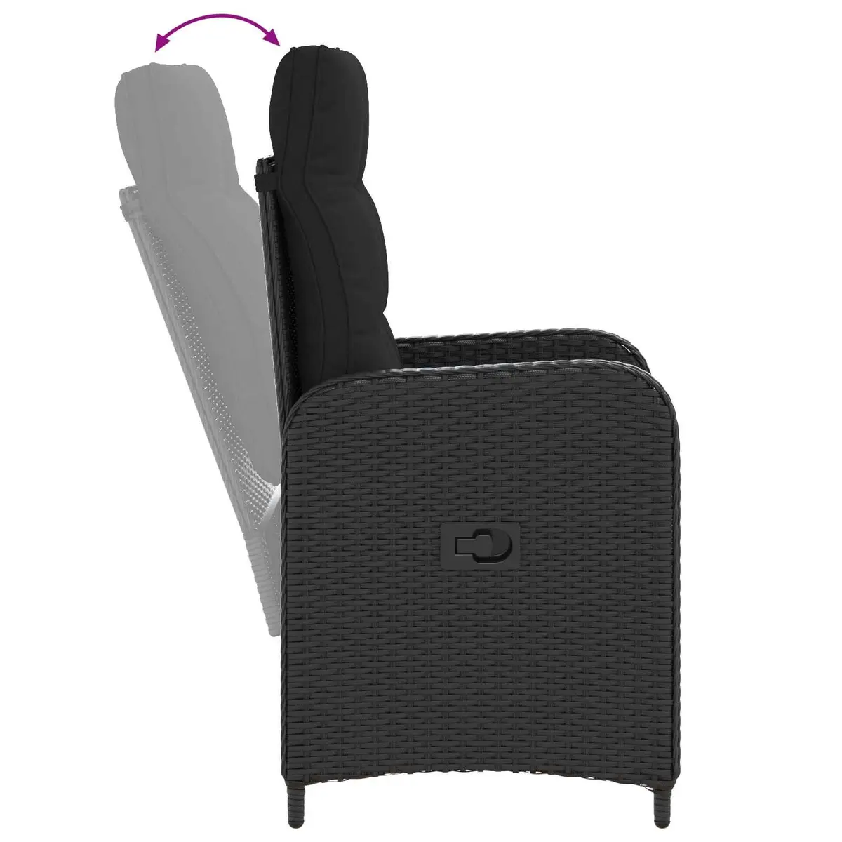 Outdoor Dining Set 3 Piece Black Garden Furniture Table Reclining Chair