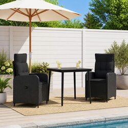 Value-Driven 3 Piece Black PE Rattan Sofa Table Set
