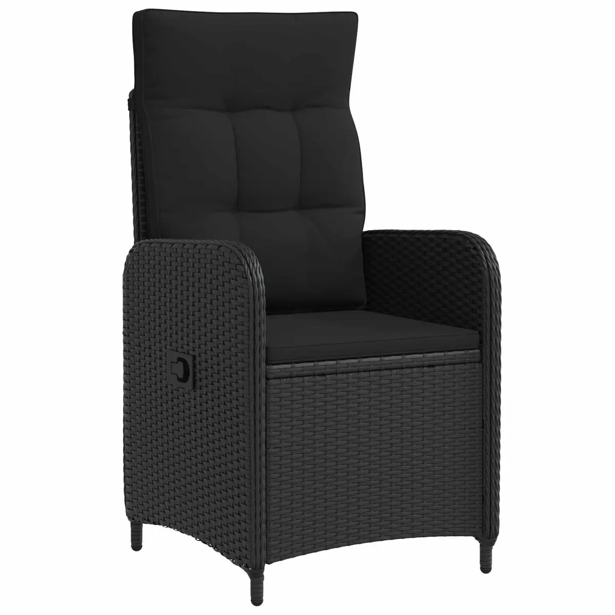 Garden Dining Set 3pcs Adjustable Height Black PE Rattan Outdoor Table and Chairs